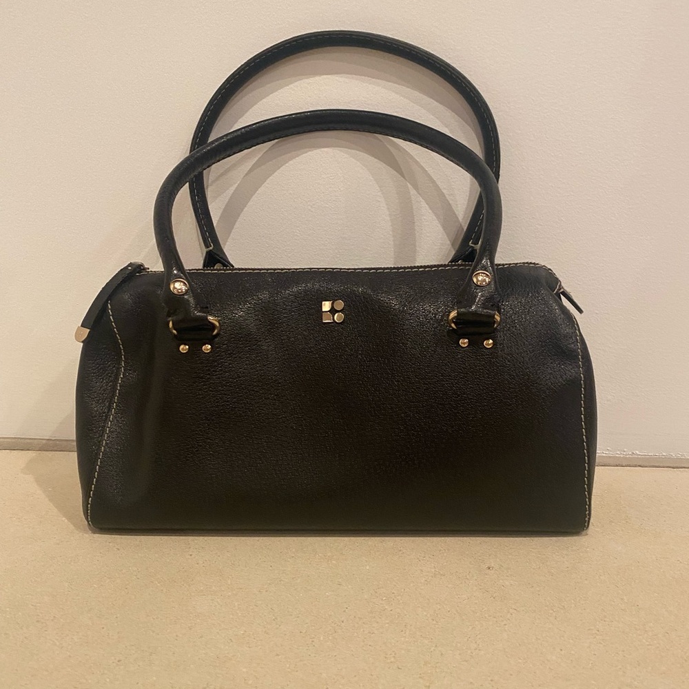 Vintage Kate Spade Black Structured Leather Satchel Handbag